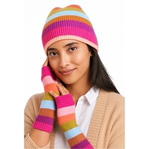 On 34th Colorblock Ribbed Beanie & Fingerless Gloves Set – NWT | MSRP $72